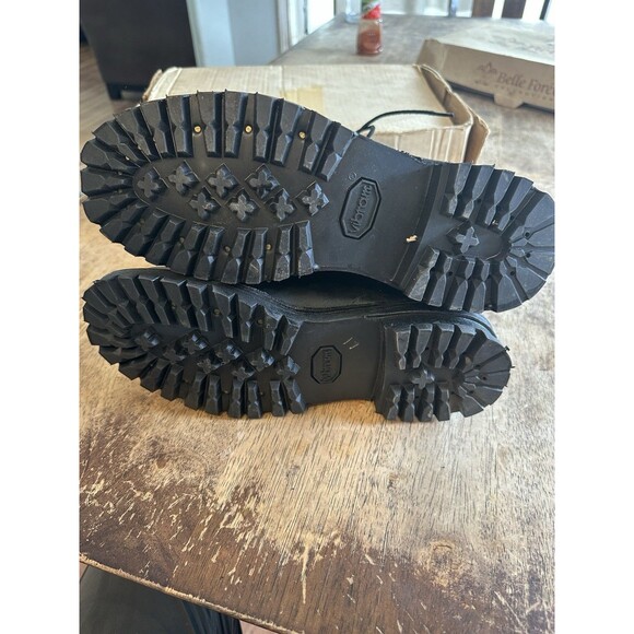 BLACK LEATHER LACE UP SKI HUNT MOUNTAIN BOOTS USA VINTAGE  8 1/2 E - Picture 5 of 8